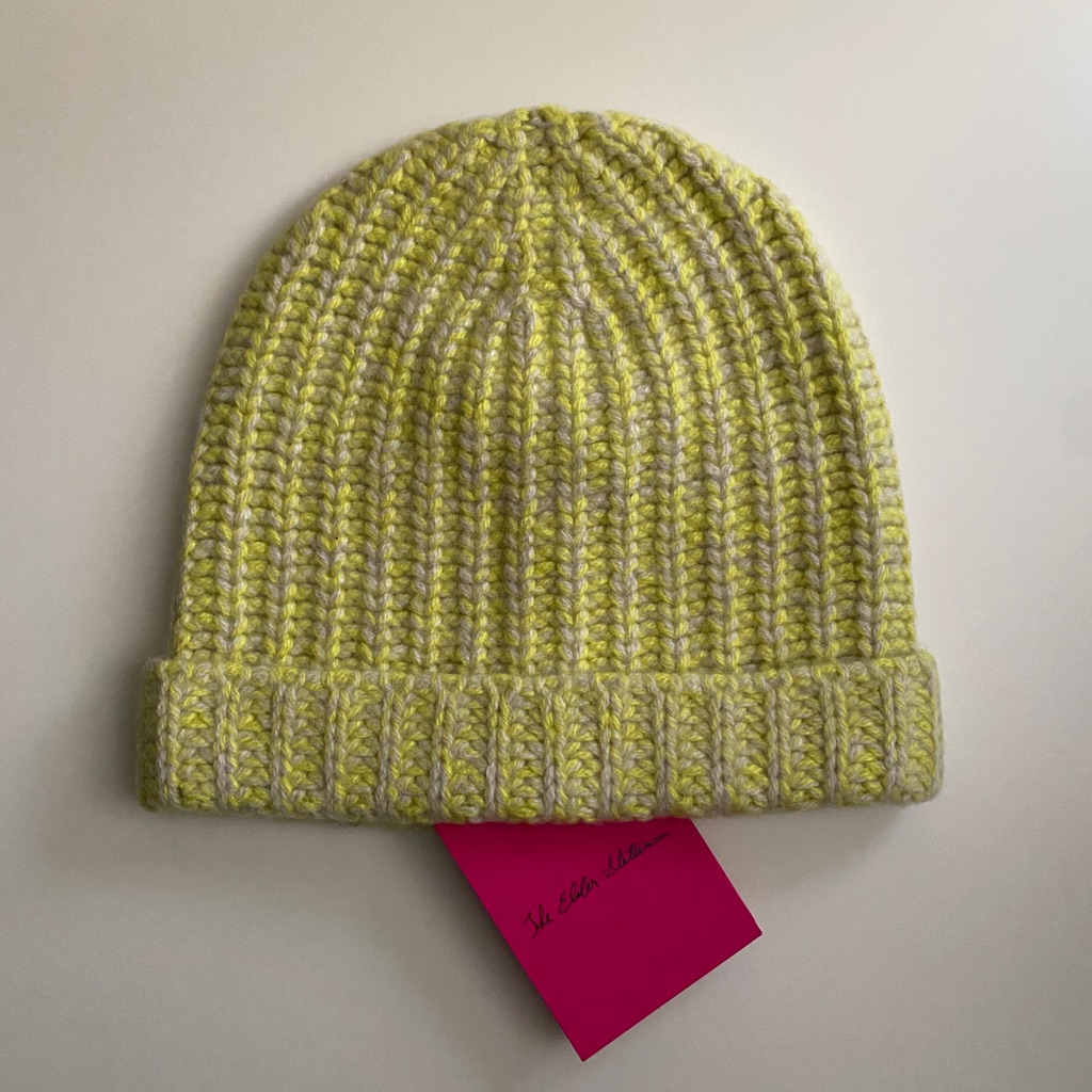 The Elder Statesman Cashmere Beanie Hat - White/Limon